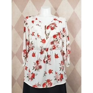 🆕️ Rue 21 | Red Rose White Top